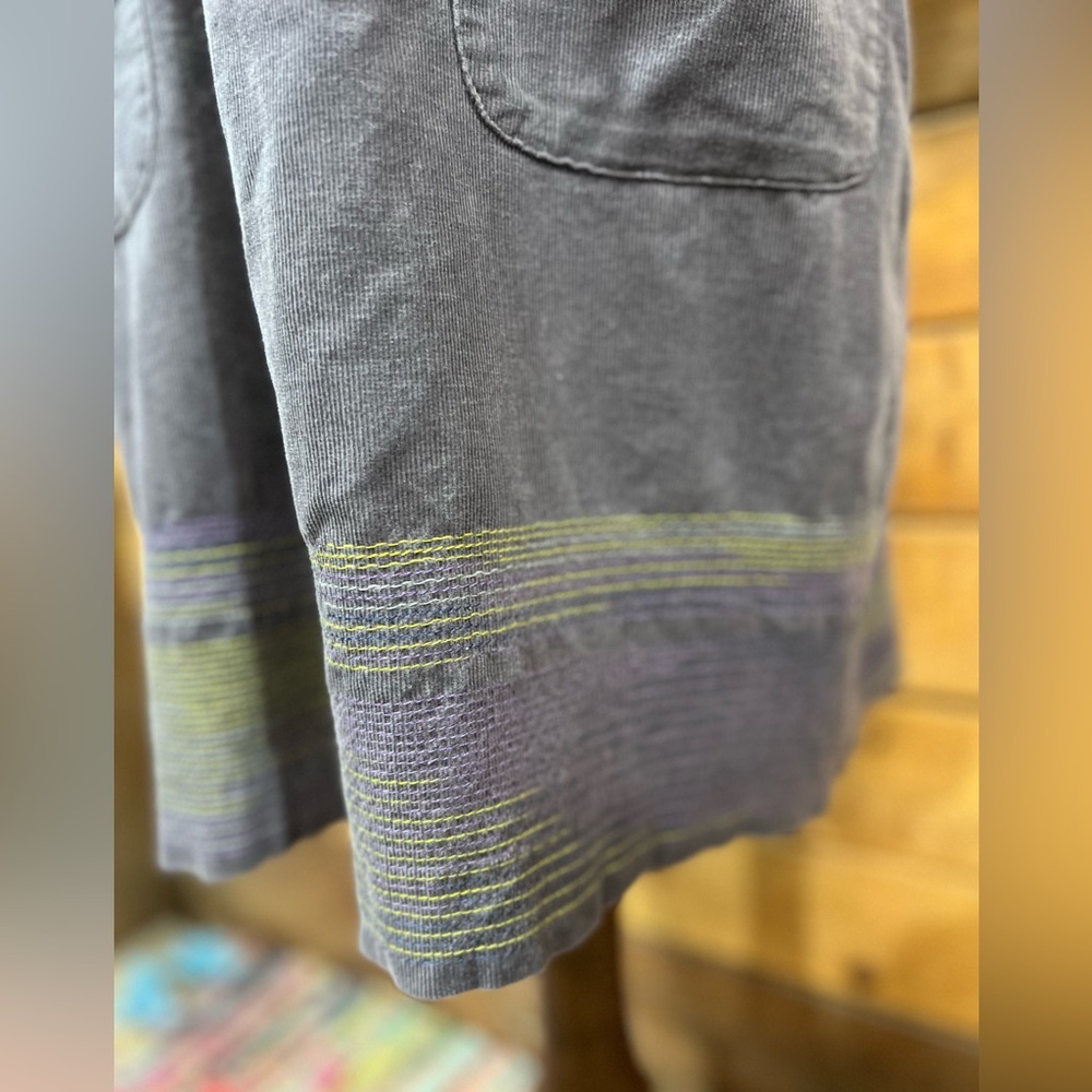 Boden Gray Purple Corduroy Shift Style Tunic Dress Embroidery Size 14R - Picture 7 of 10